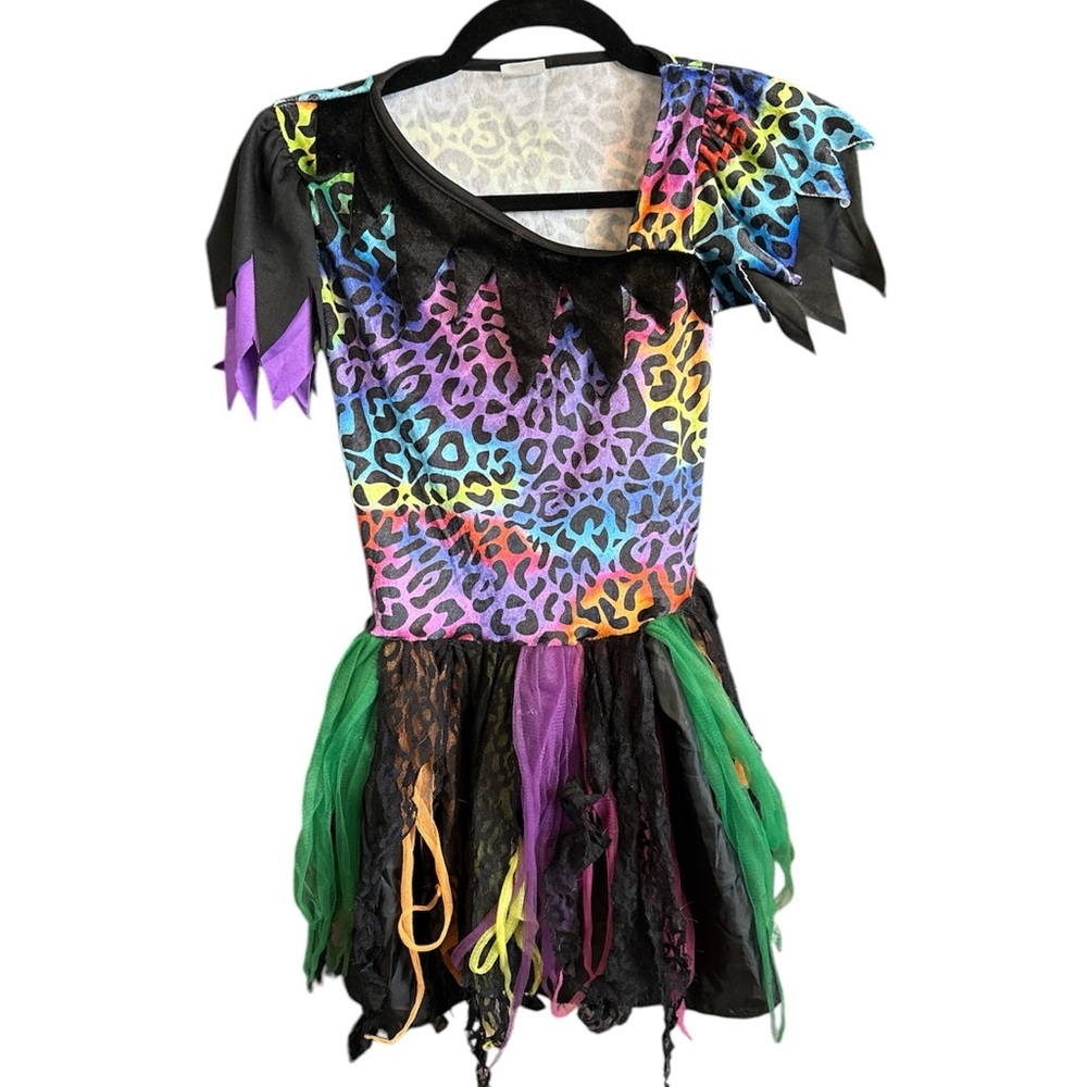 Spirit Halloween Girls Chetah Leopard Print Dress Short Sleeve Kitty Cat Costume